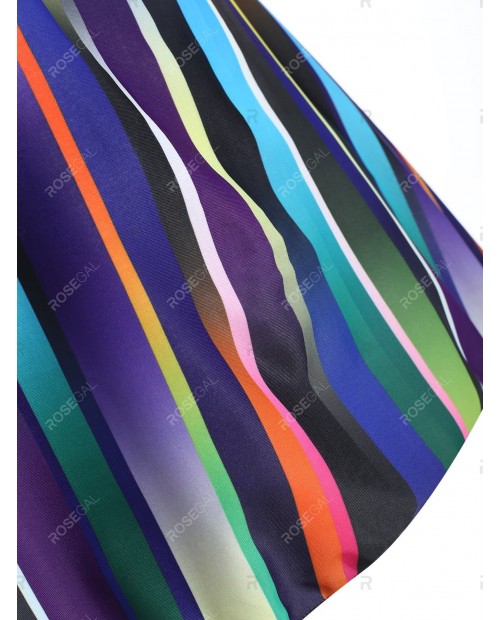 Bowknot Embellished Plus Size Striped Panel Tankini Set - 5x