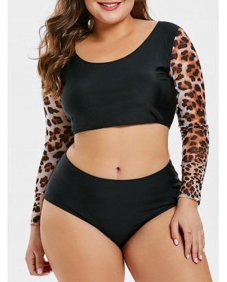 Two Piece Plus Size Leopard Swimsuit - 4x