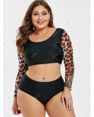 Two Piece Plus Size Leopard Swimsuit - 4x