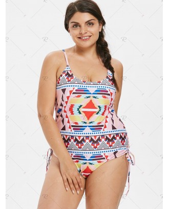Plus Size Ethnic Lace Up Swimsuit - 3x
