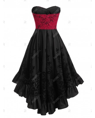 Plus Size Strapless Zippered High Waist Corset Dress - 2x