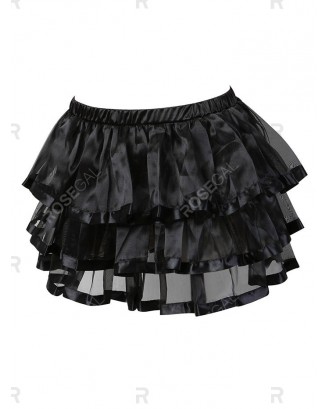 Plus Size Contrast Satin Trims Organza Tutu Skirt - 4x