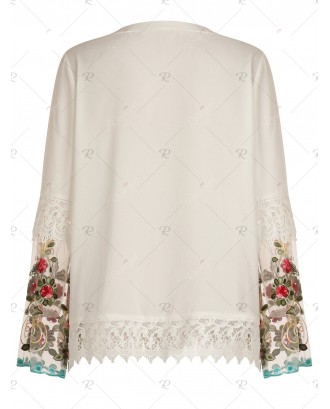 Lace Trim Button Up Shirt - 2xl