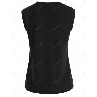 Abstract Moon and Feather Graphic Tank Top - M
