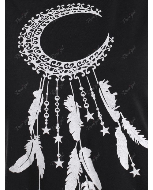 Abstract Moon and Feather Graphic Tank Top - M