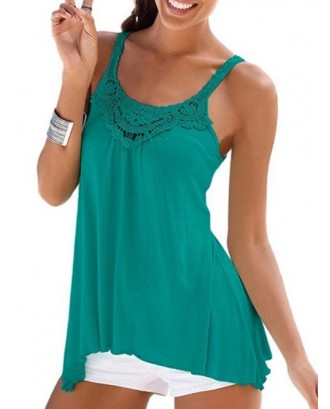 Guipure Lace Panel Casual Tunic Tank Top - Xl