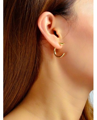 Brief C Shape Stud Earrings - Gold