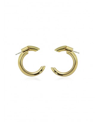 Brief C Shape Stud Earrings - Gold