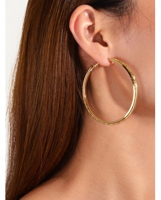3 Piece Large Geometric Hoop Earrings Set - Gold