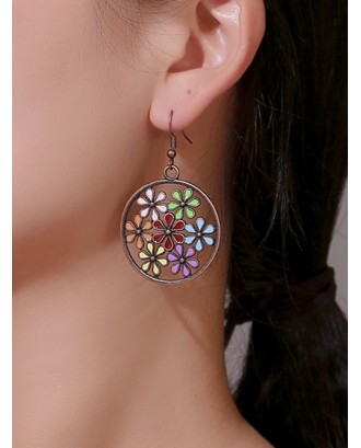 Archaic Hollow Flower Round Earrings - Acu Camouflage