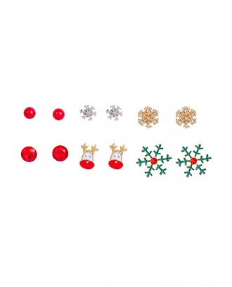 6 Pairs Christmas Snowflake Earrings - Multi