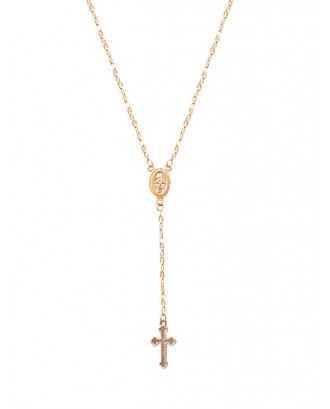 Cross Pendant Y Shaped Necklace - Gold