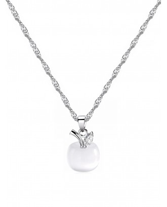 Christmas Eve Apple Shape Pendant Necklace - Silver