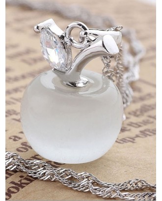 Christmas Eve Apple Shape Pendant Necklace - Silver