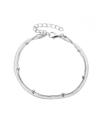 1PC Metal Bead Chain Anklet - Silver