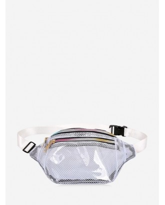Transparent Mesh PVC Waist Bag - Gray Goose