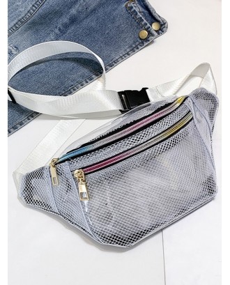 Transparent Mesh PVC Waist Bag - Gray Goose